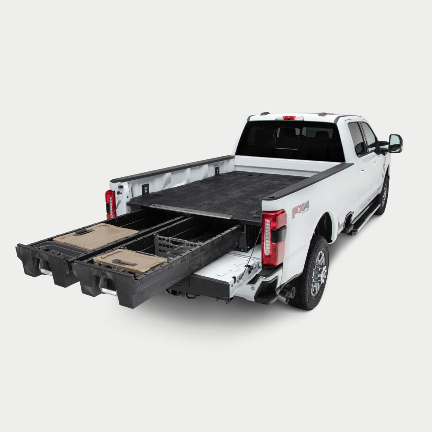 Drawer System and the 8' Load Floor in the back of an 8 foot truck, spanning the full 8' bed length.