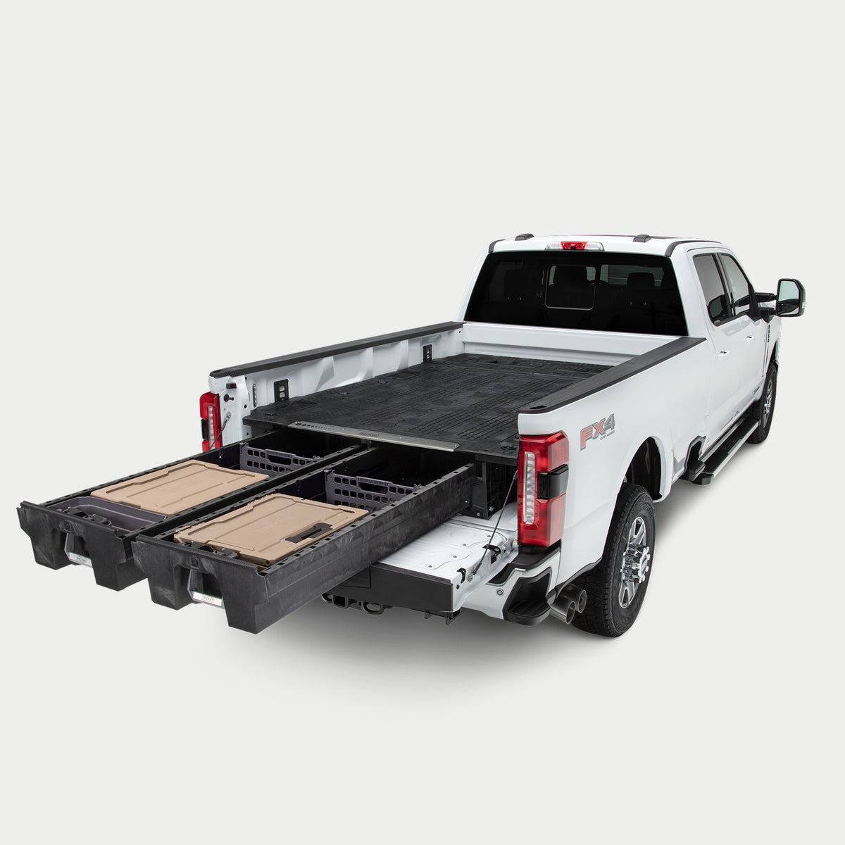 Drawer System and the 8' Load Floor in the back of an 8 foot truck, spanning the full 8' bed length.