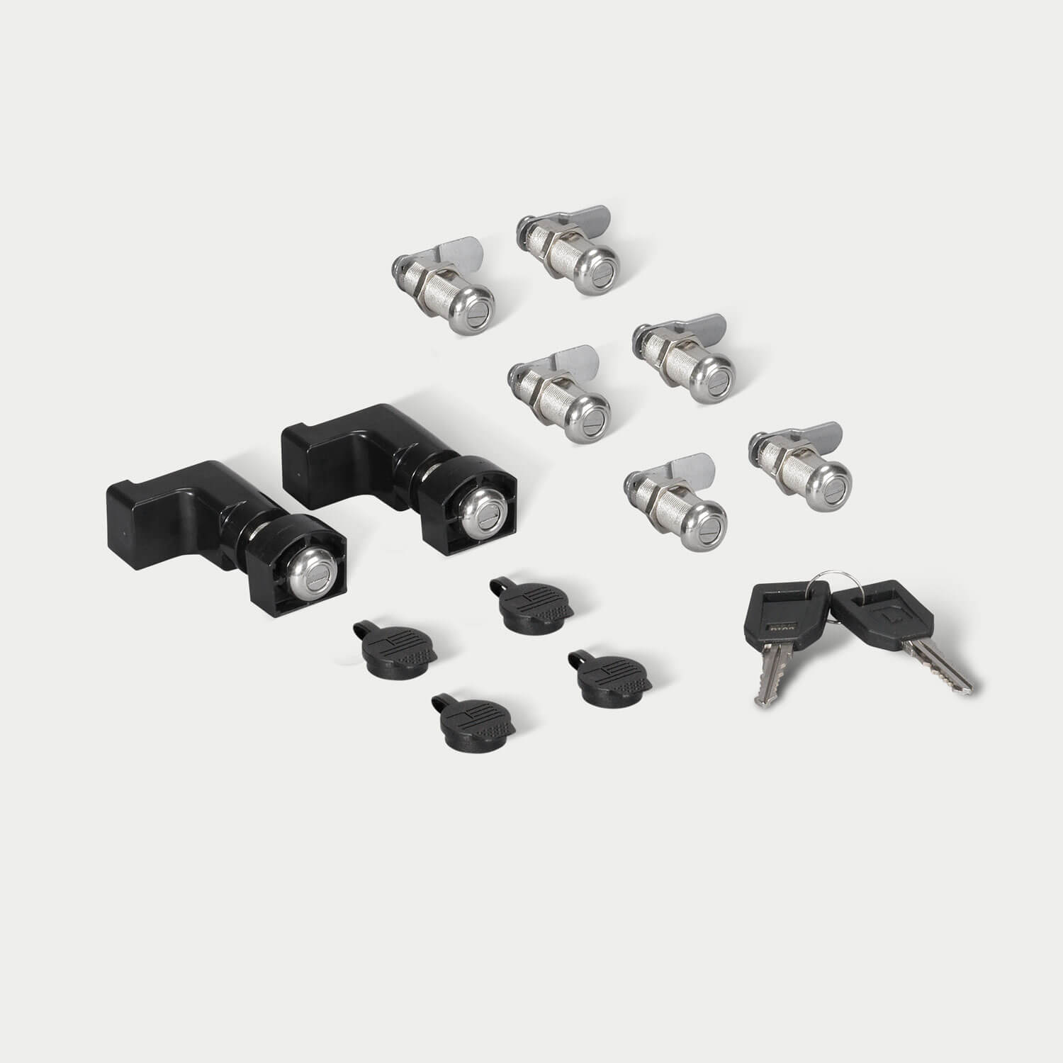 8 pack of locks on a grey background