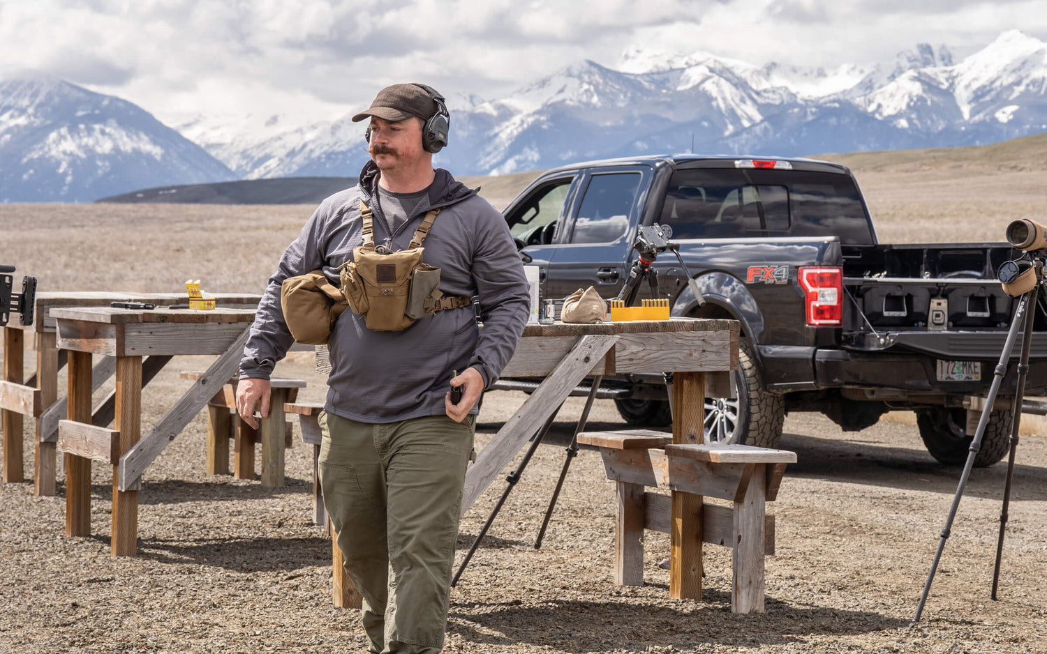 James Nash at the range with his truck and DECKED Drawer System in the background.