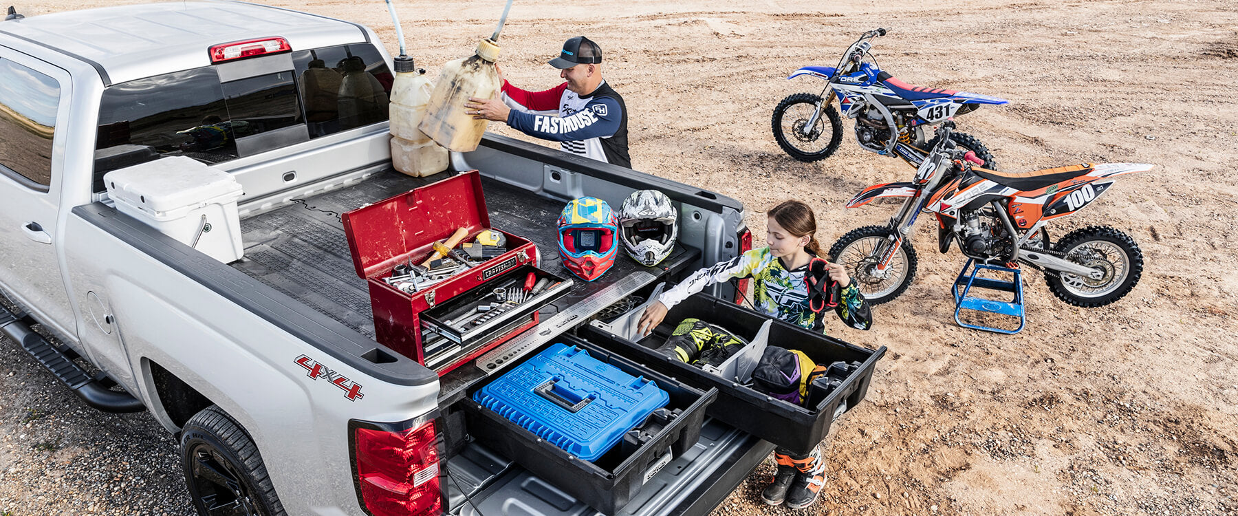 drawer system showing organization of dirt biking gear