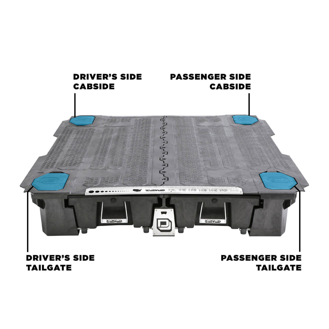 Studio image of a drawer system showing the location of the ammo can lids