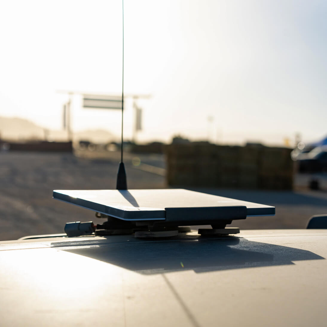 Roof rack Starlink on a vehicle with a blurred background
