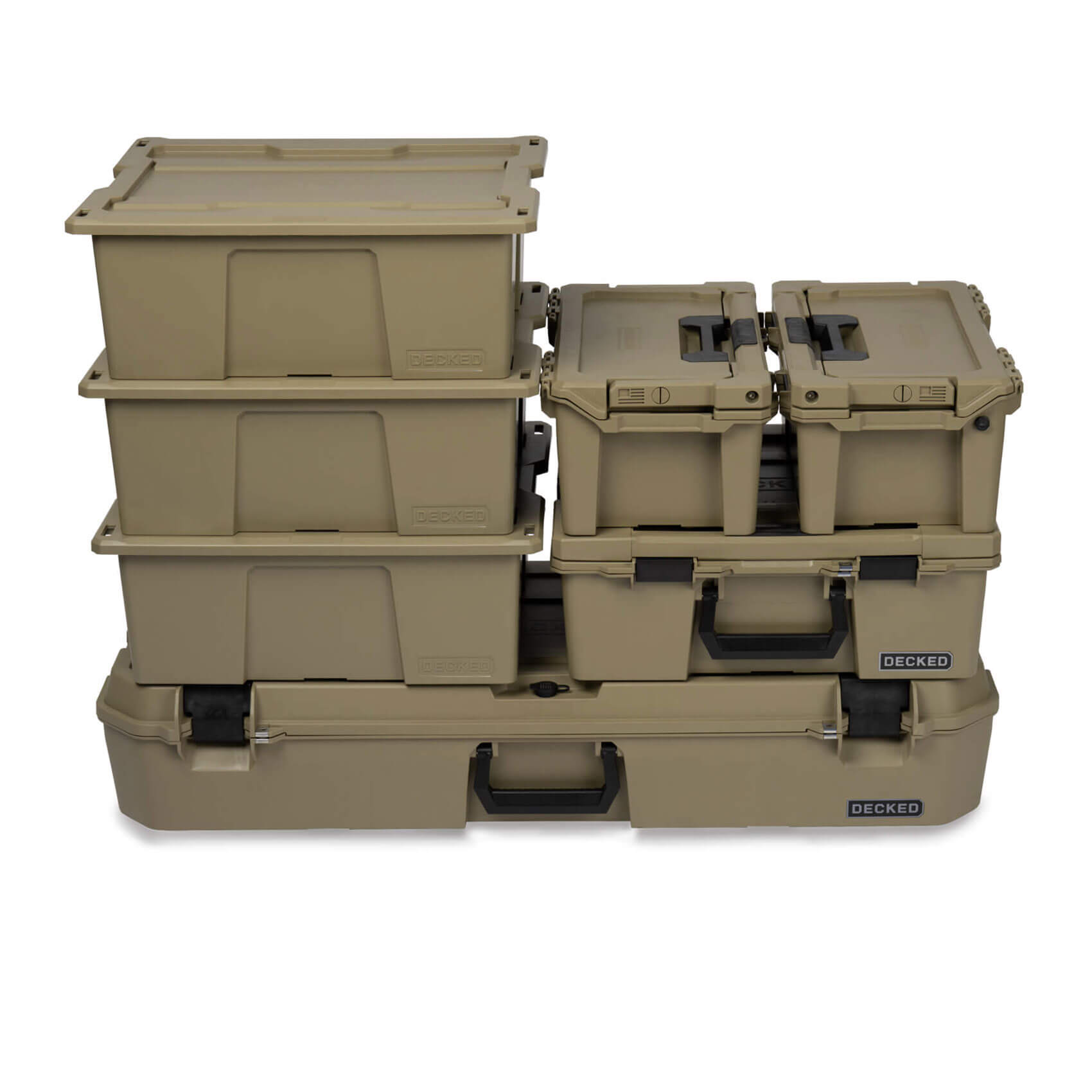 Studio image of a stack of D-co Cases.