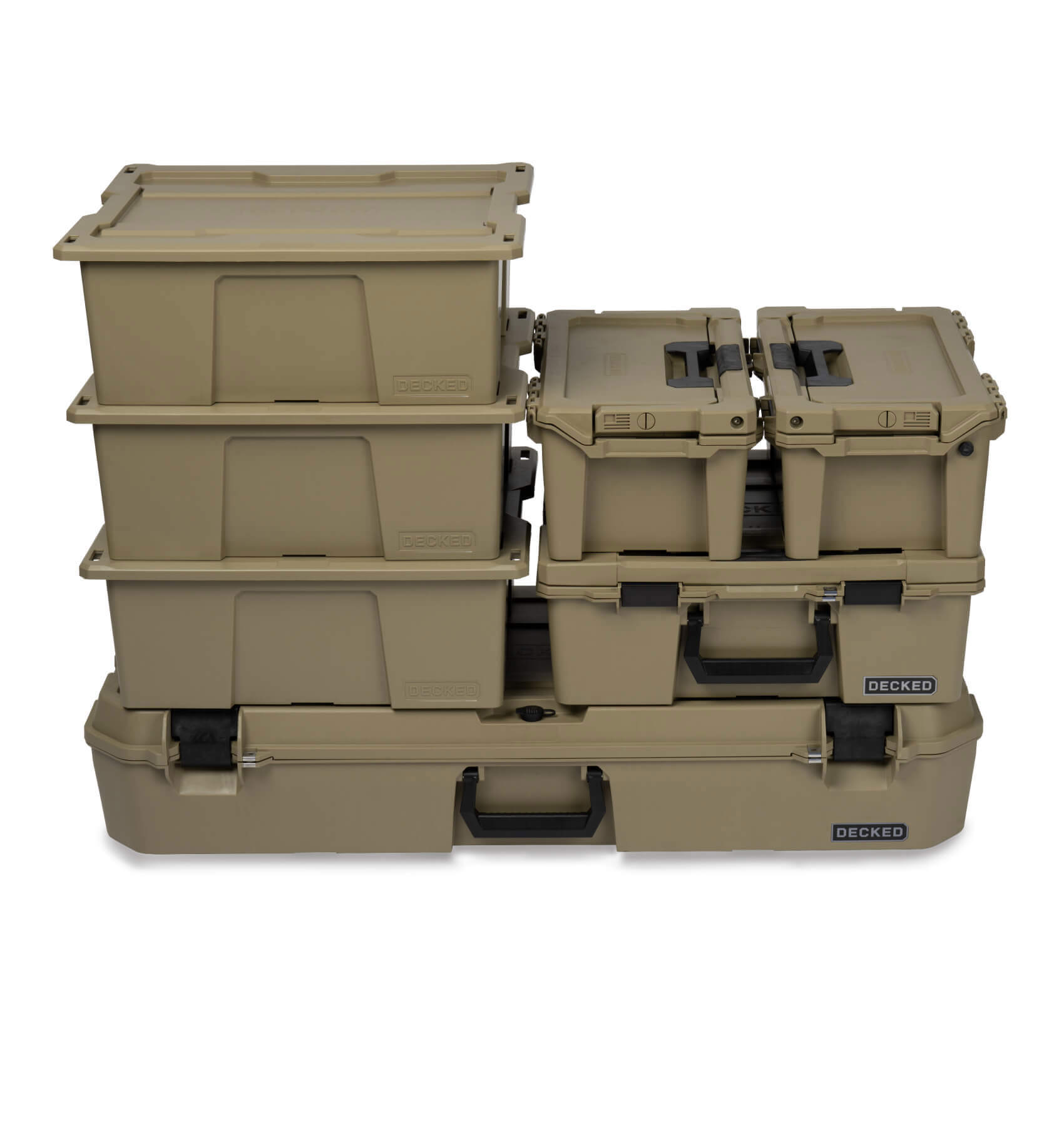 Studio image of a stack of D-co Cases.