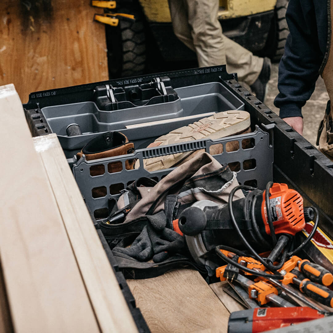 Image of a Divider inside a drawer organizing power tools