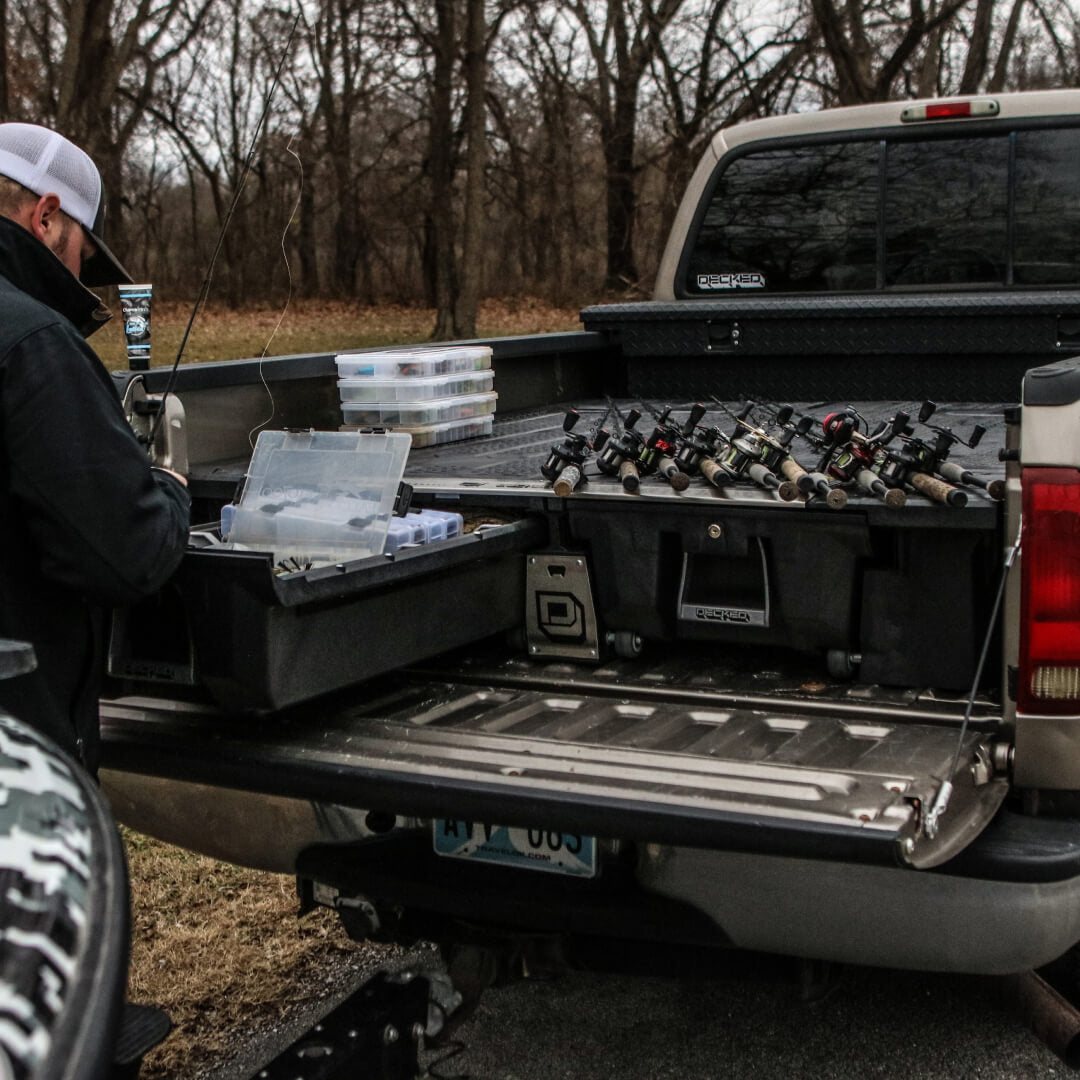 Fisherman opening his Drawer to access his fishing gear