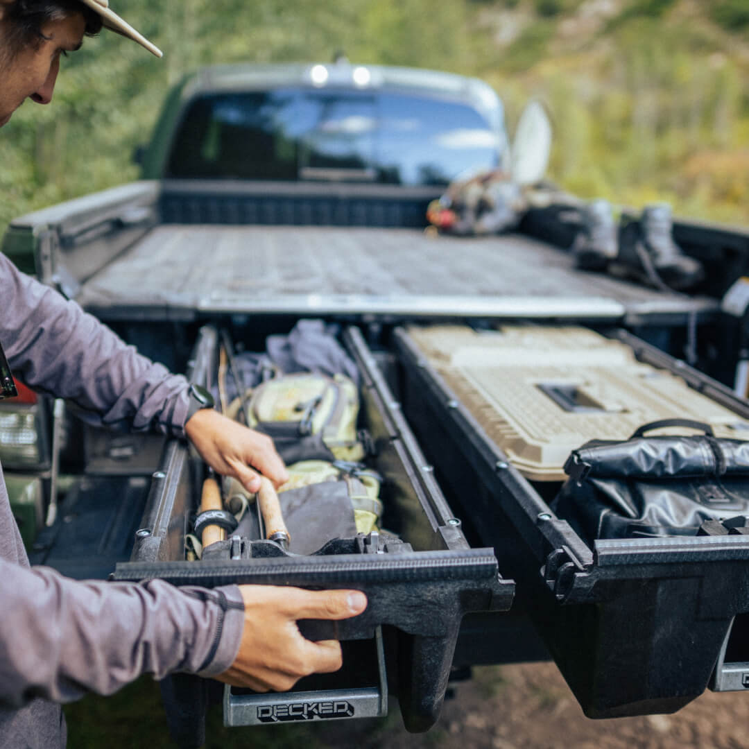 Drawer System being used as fishing storage