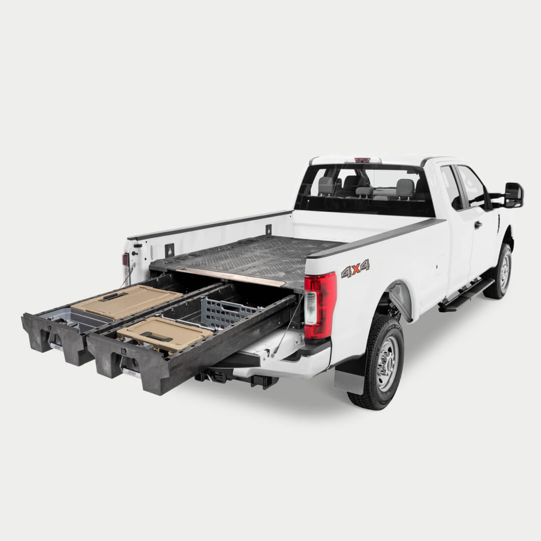 Drawer System in the back of an 8 foot truck.