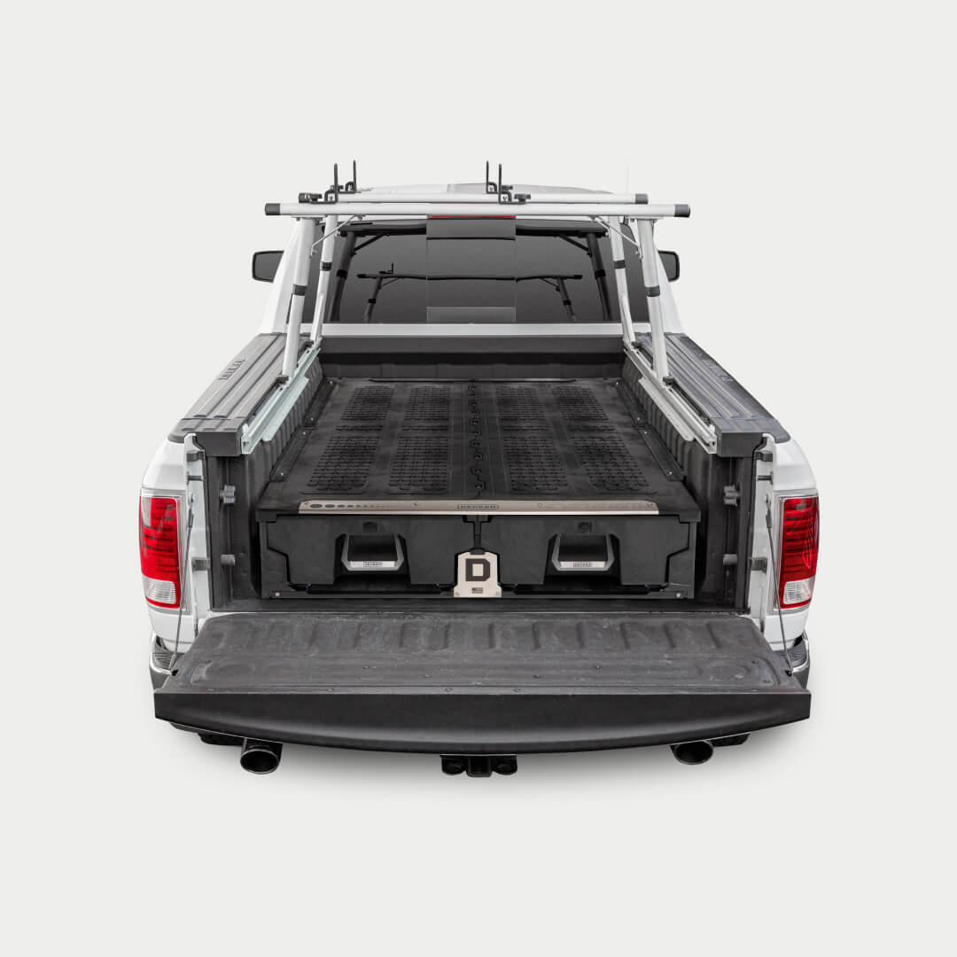 Studio image of the back of a Rambox with a drawer system in the back.