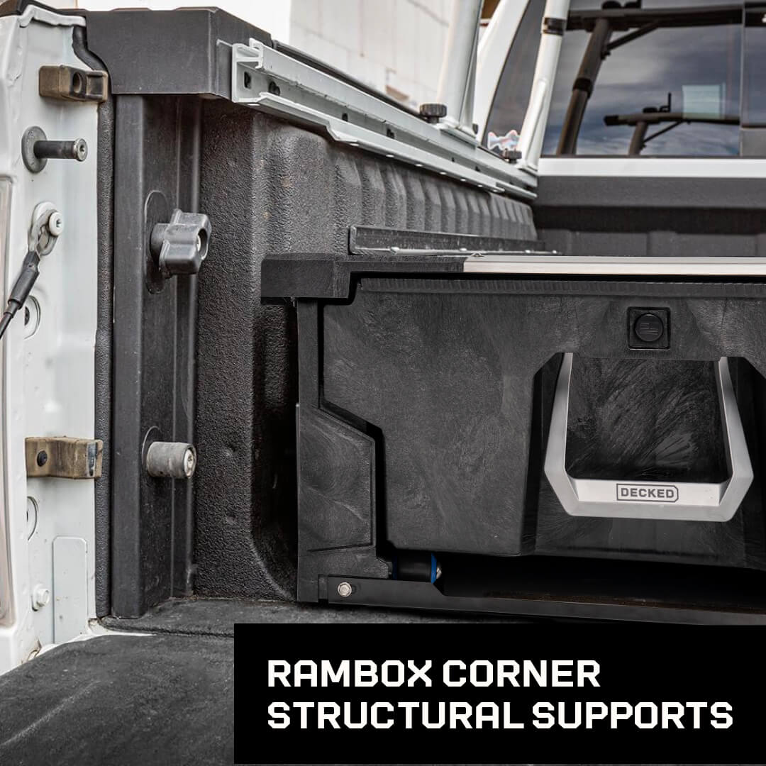 Image showing corner structural supports on a Rambox Drawer System.