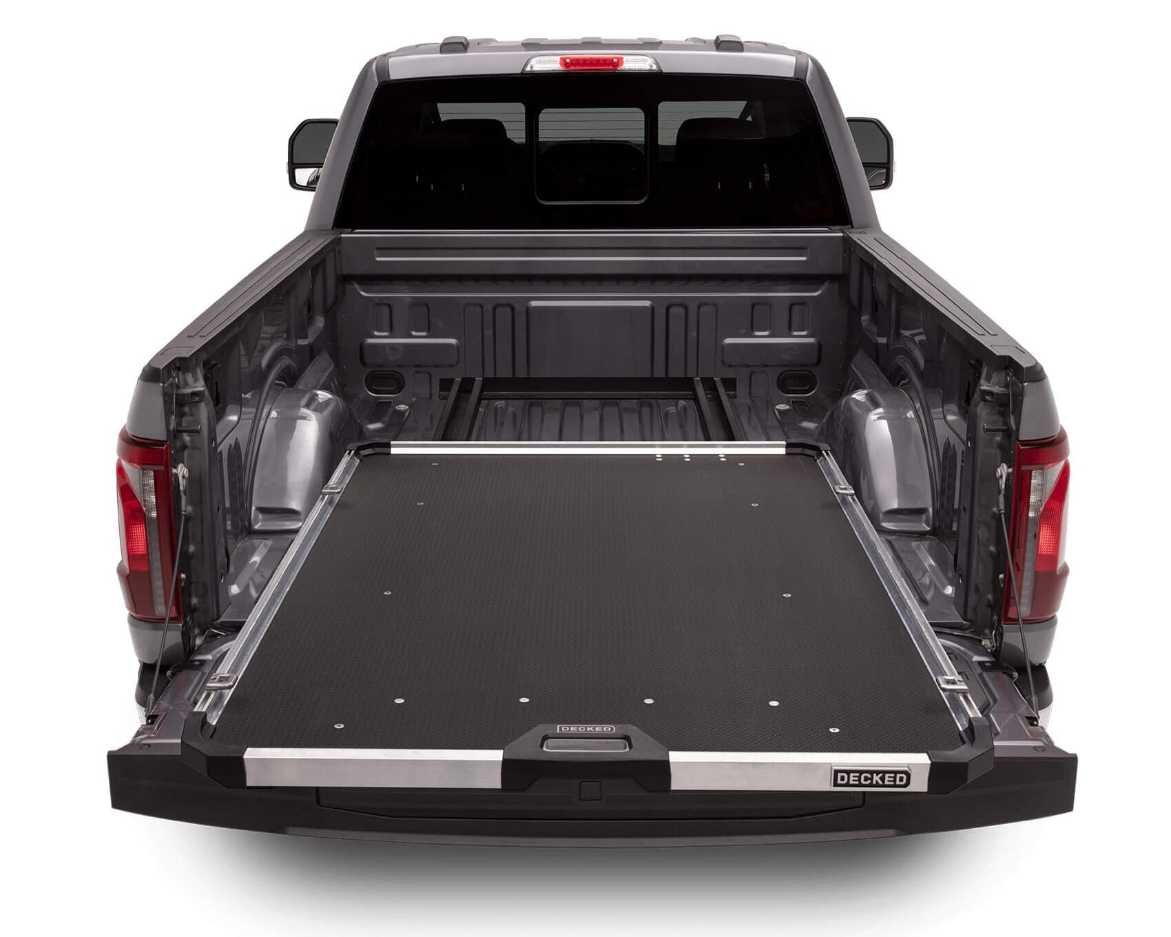 Studio image of a CargoGlide in a full-size truck bed.