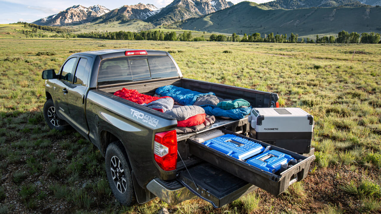 drawer system sleeping on top camping