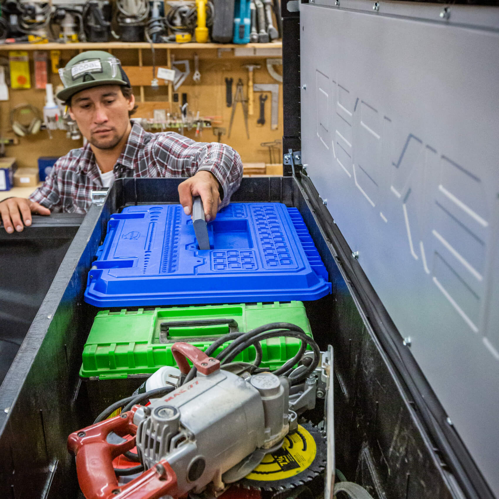 tool box with human grabbing accessory