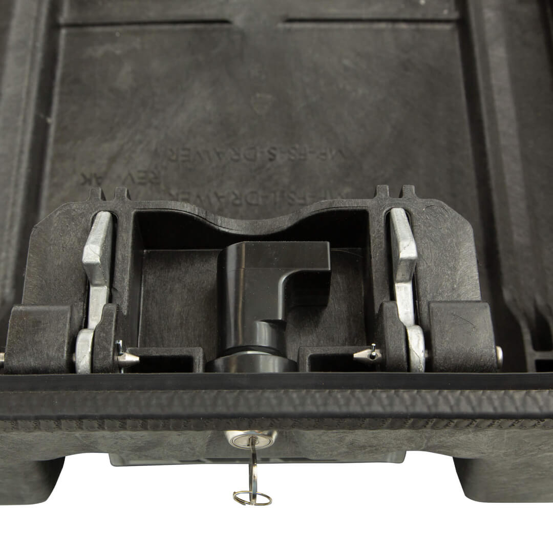 Overhead view of how a Drawer System lock works