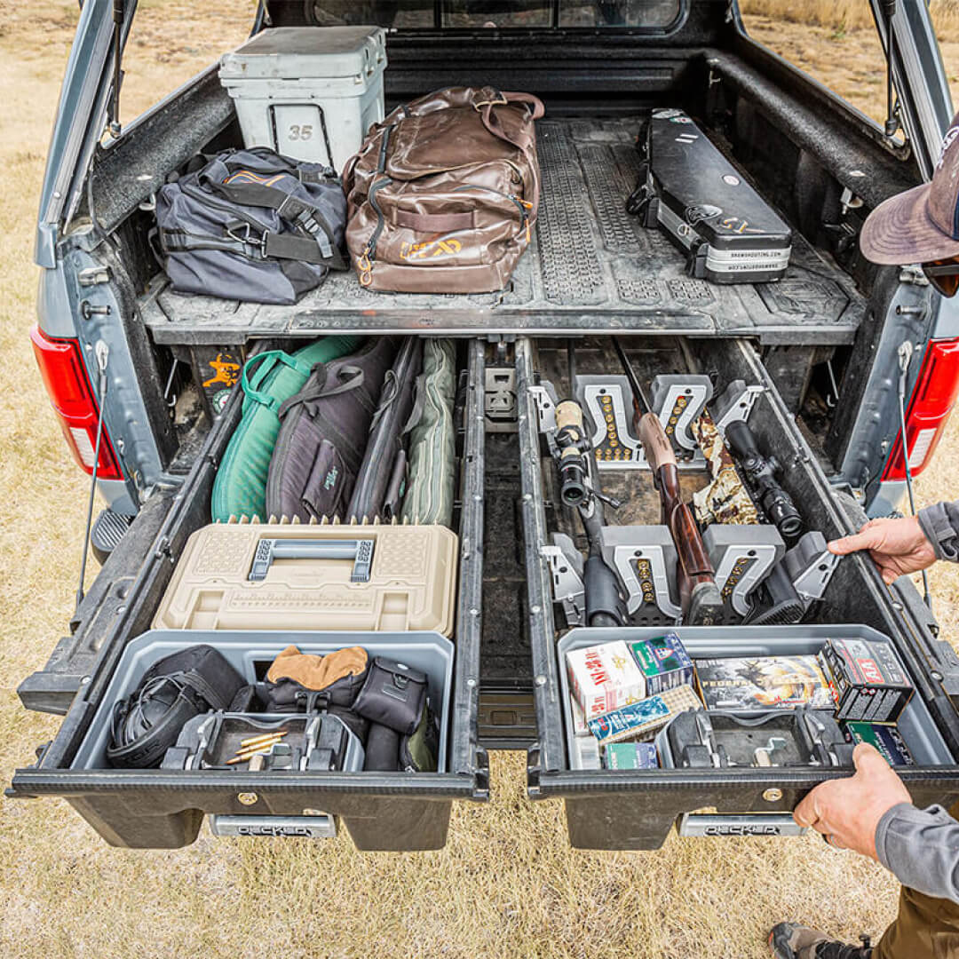 Piecekeepers installed in a Drawer System holding hunting rifles