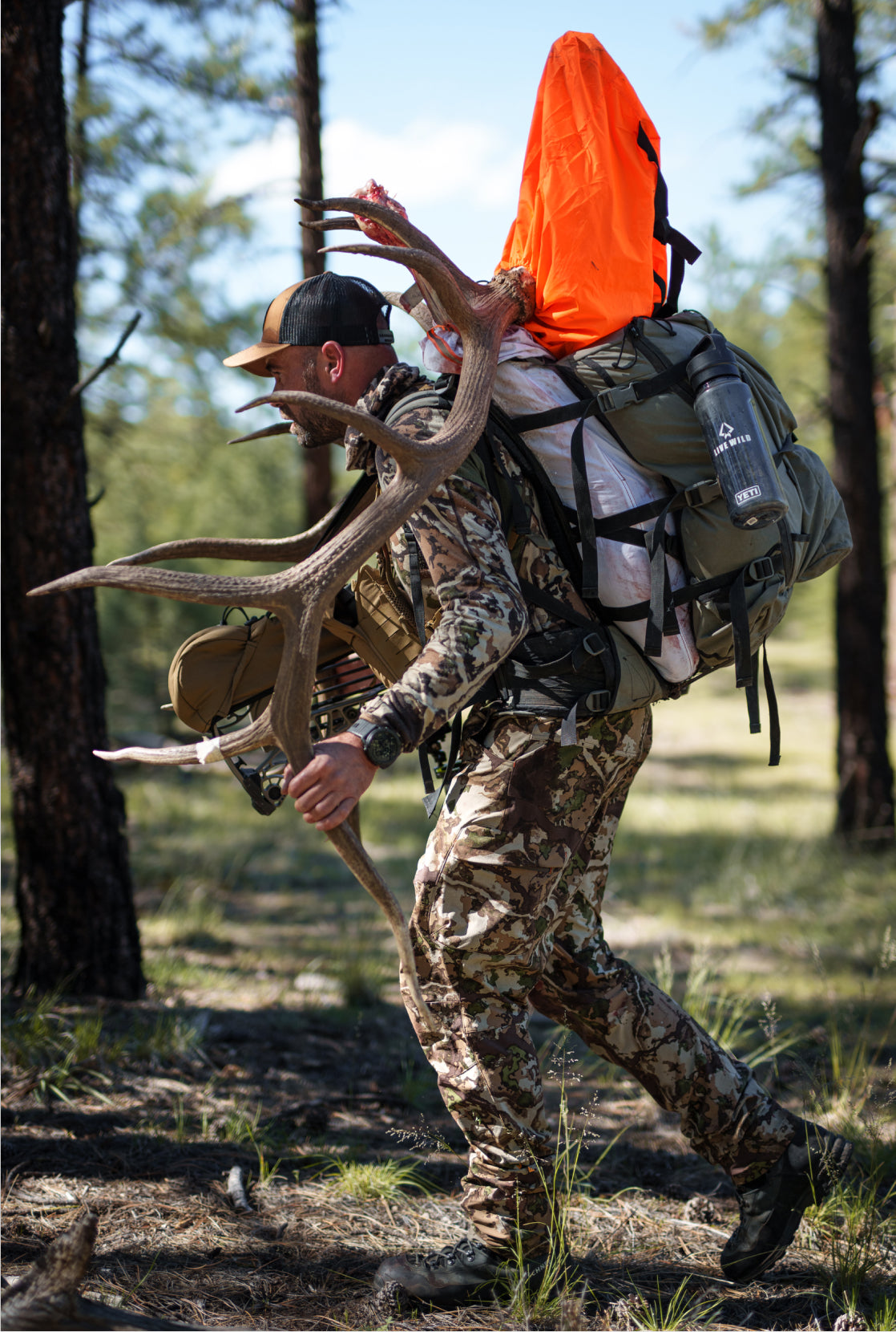 Remi Warren packing out his archery bull.