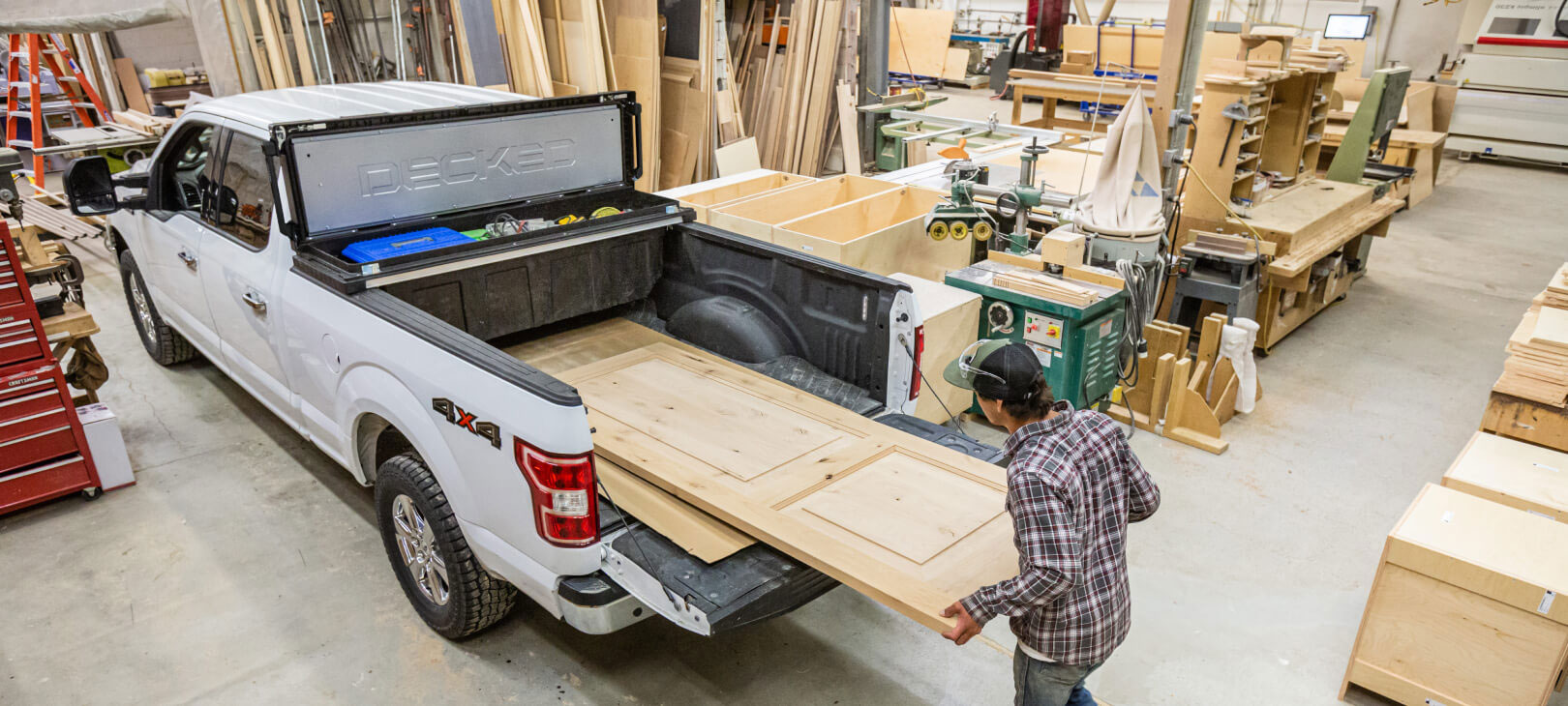 Truck Tool Box loading wood
