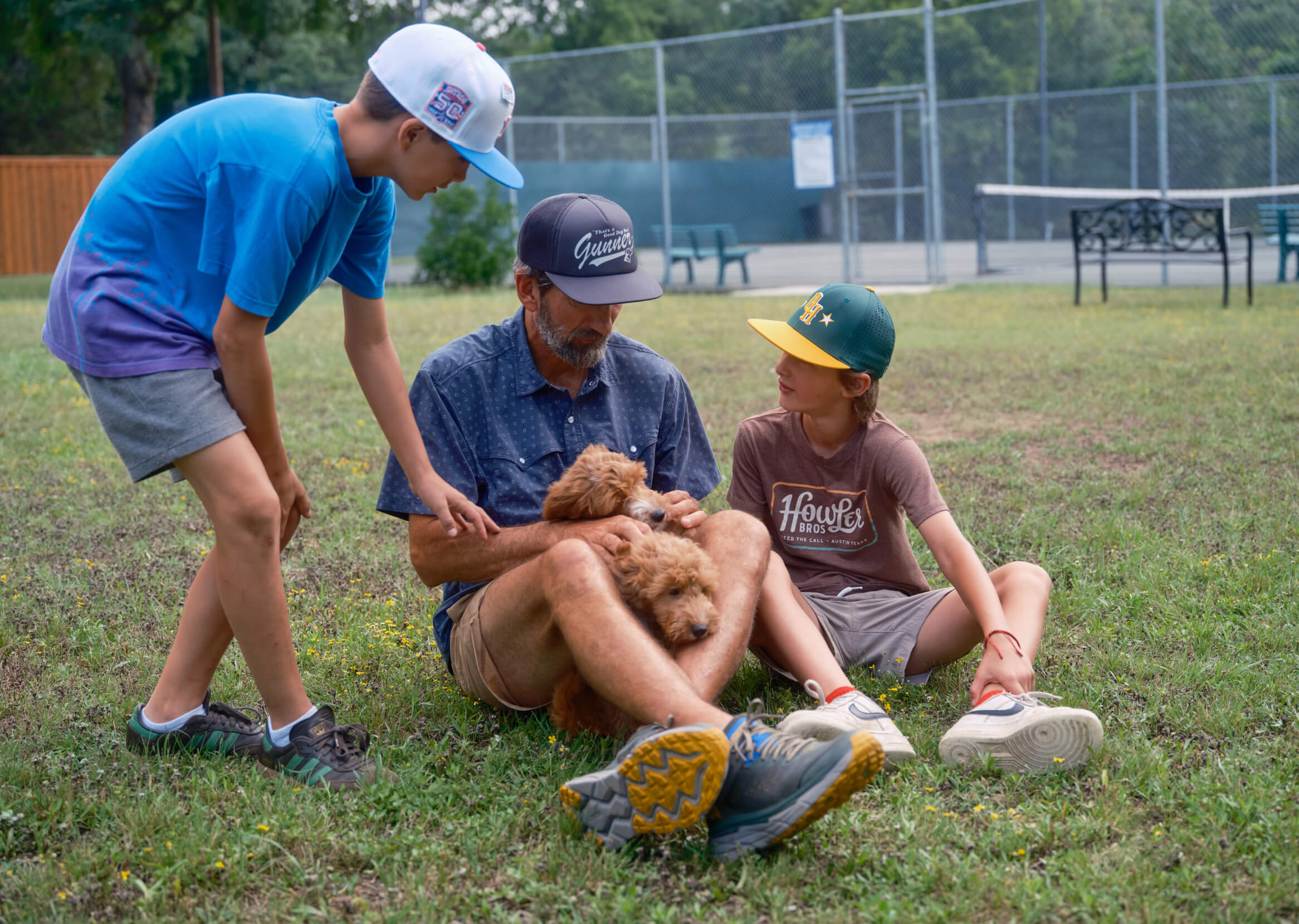 JT VanZant hanging out with his dogs and kids.