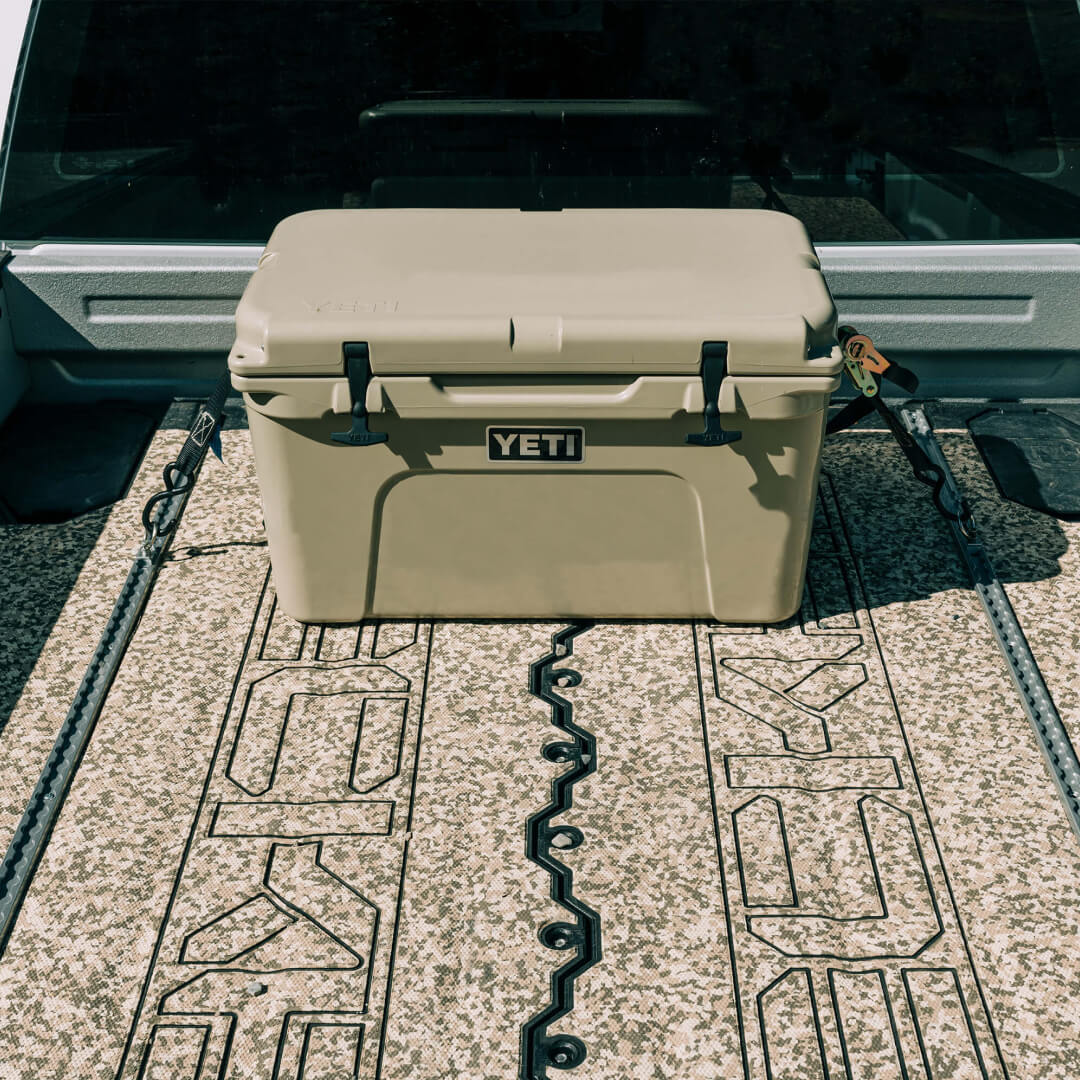 Traction mat on top of a Drawer System with a cooler on top