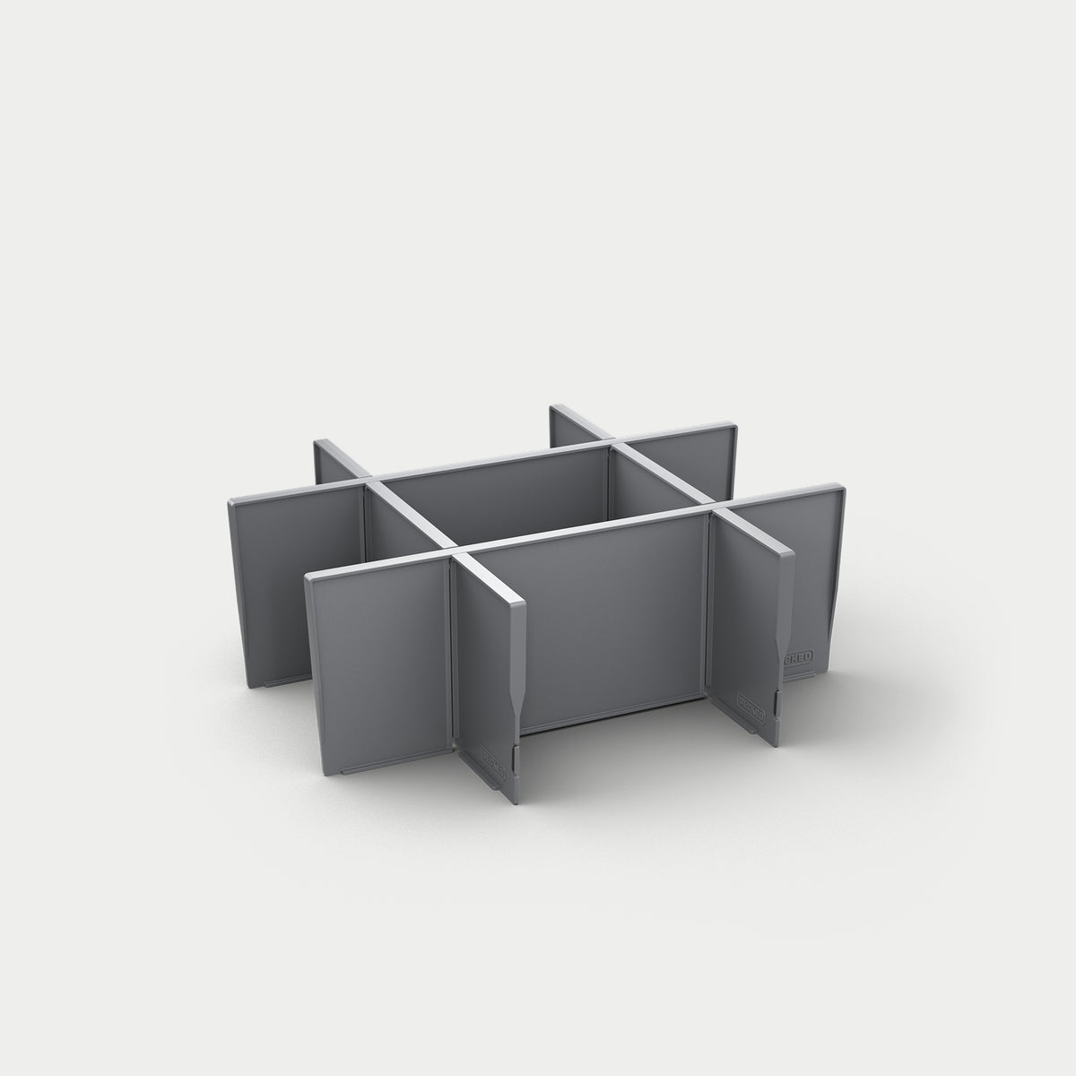 [A0046-1POD-GRY, A0046-3POD-GRY] DECKED POD system assembled and showcased on a white background.