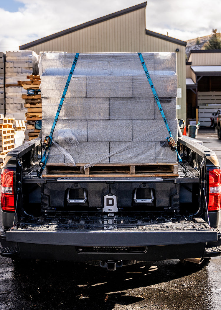 DECKED drawer system loaded up with concrete cinder blocks.