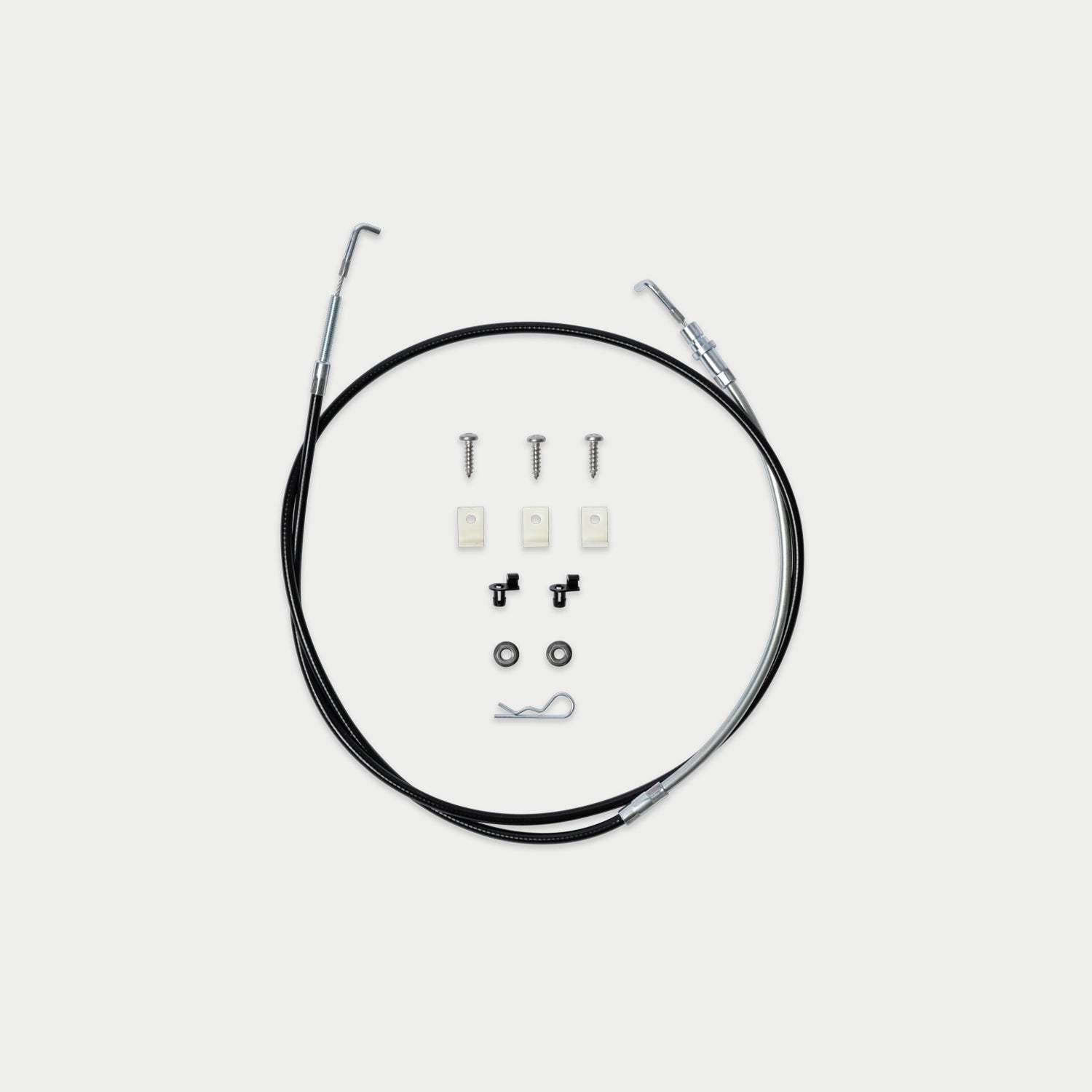 [W-DCG-CABLE-63-KIT] A cable assembly kit with a long black cable and mounting hardware, laid out on a light gray background.