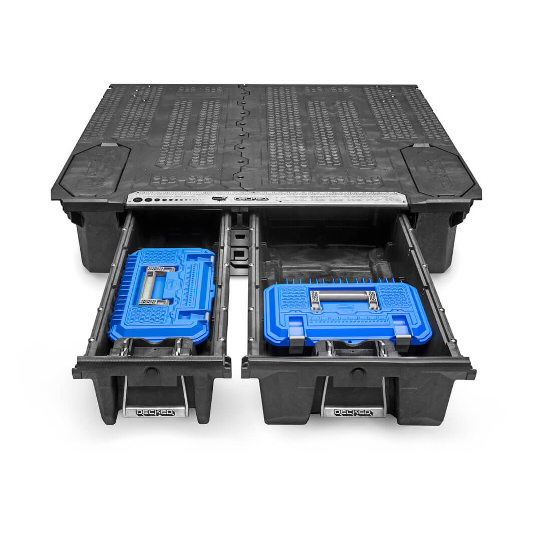 Blue Crossboxes in a midsize Drawer System