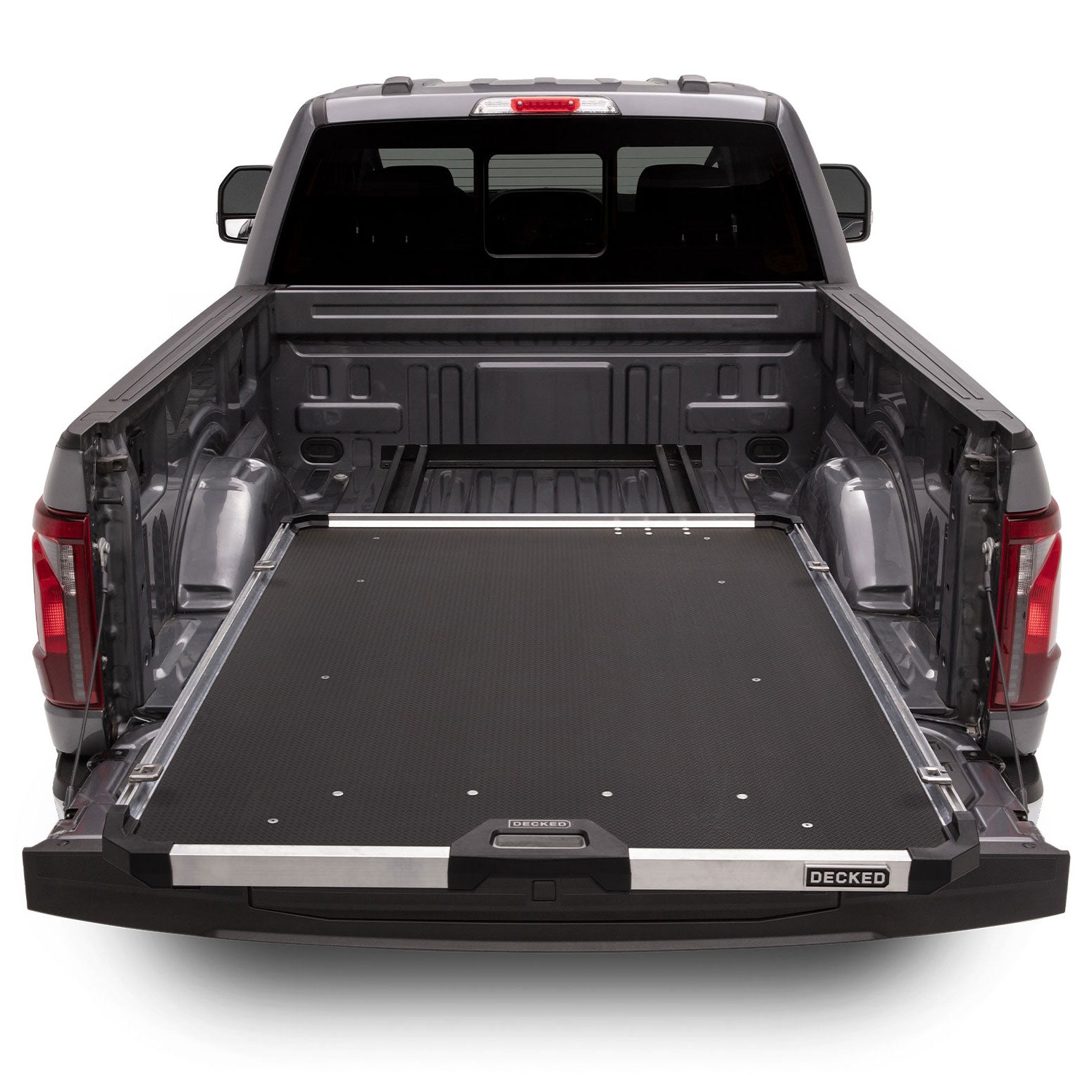 CargoGlide in the back of the bed of a Ford F-150.
