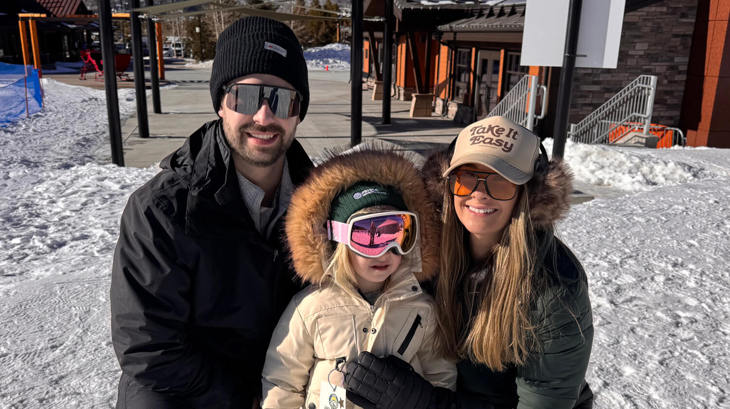 A 2025 DECKED Dad Time Off winner, his wife and little girl enjoying dad's day off in the mountains of Colorado.