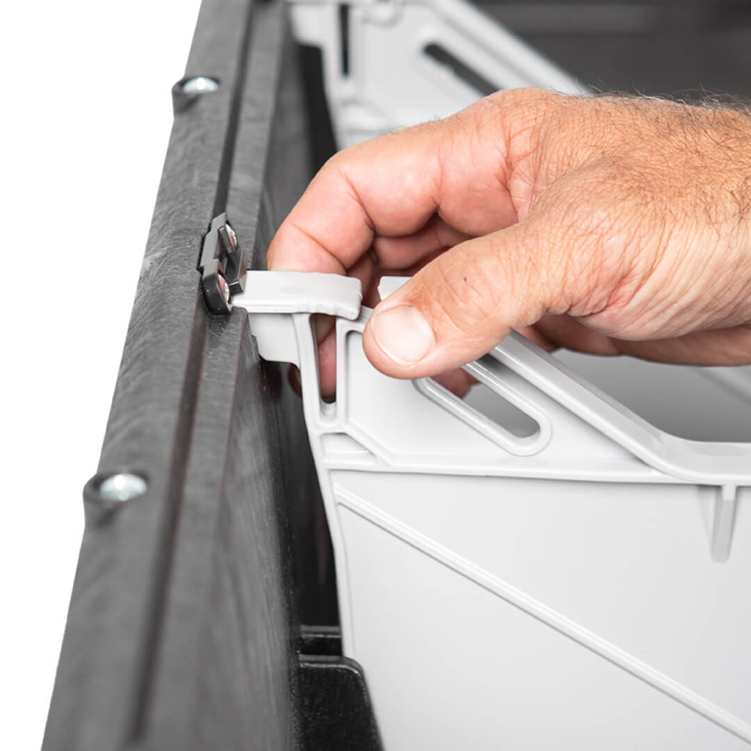 Closeup of how Drawer Dividers attach to the Drawer System