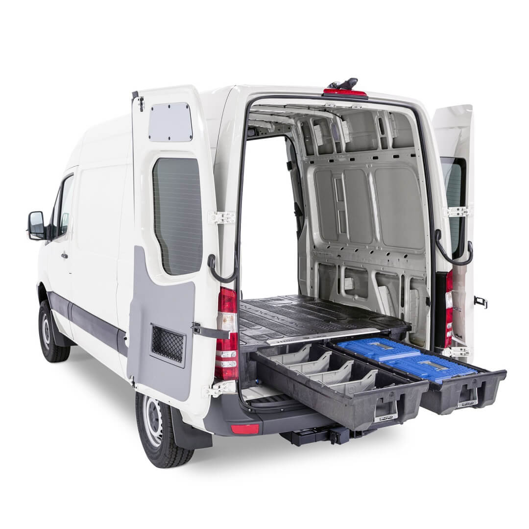 Full-size Drawer System in a cargo van with accessories