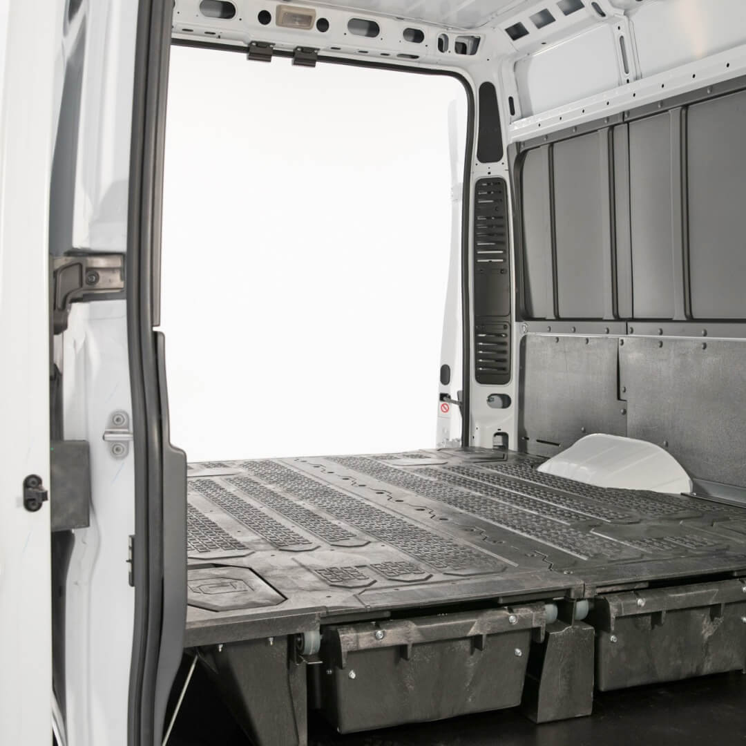 Backside of Full-size Drawer System in a cargo van