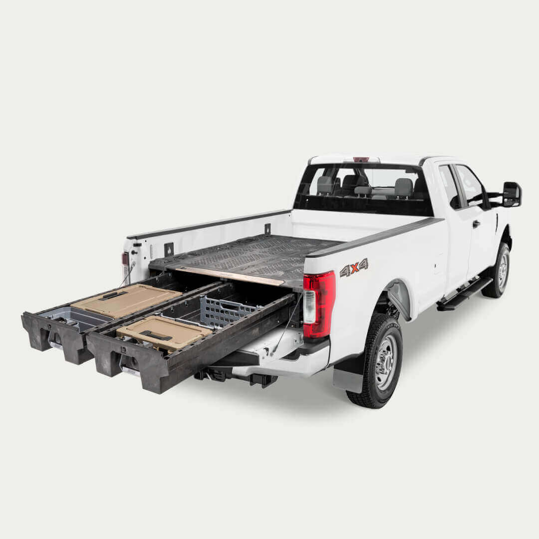A 8 foot truck with a full-size drawer system.