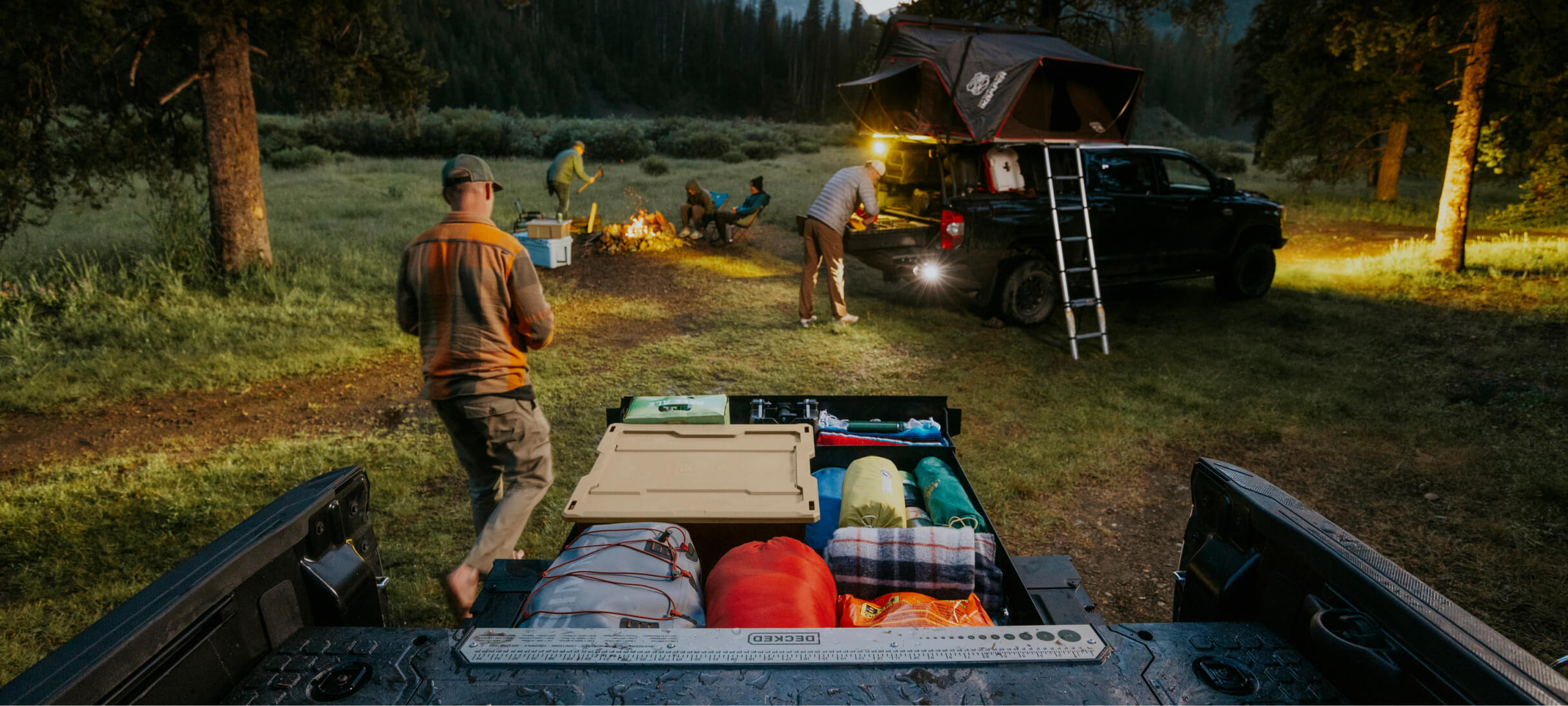 Midsize Drawer system being used to store camping gear while camping in the mountains