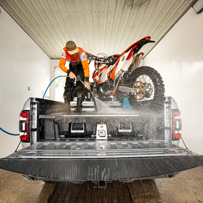 drawer system car wash with motorcycle
