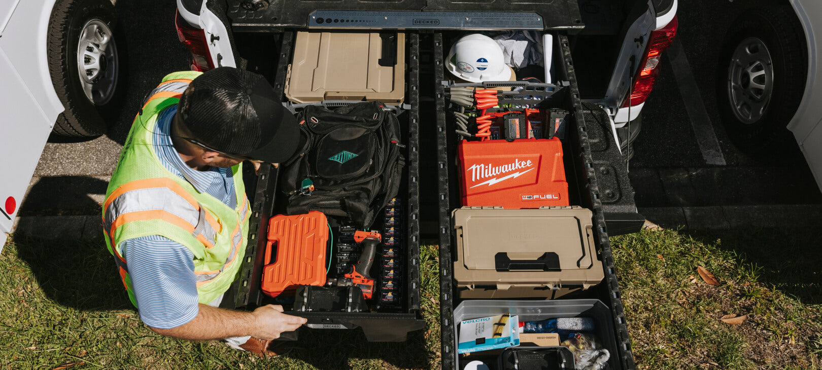 A fleet employee retrieving gear from his Drawer System.