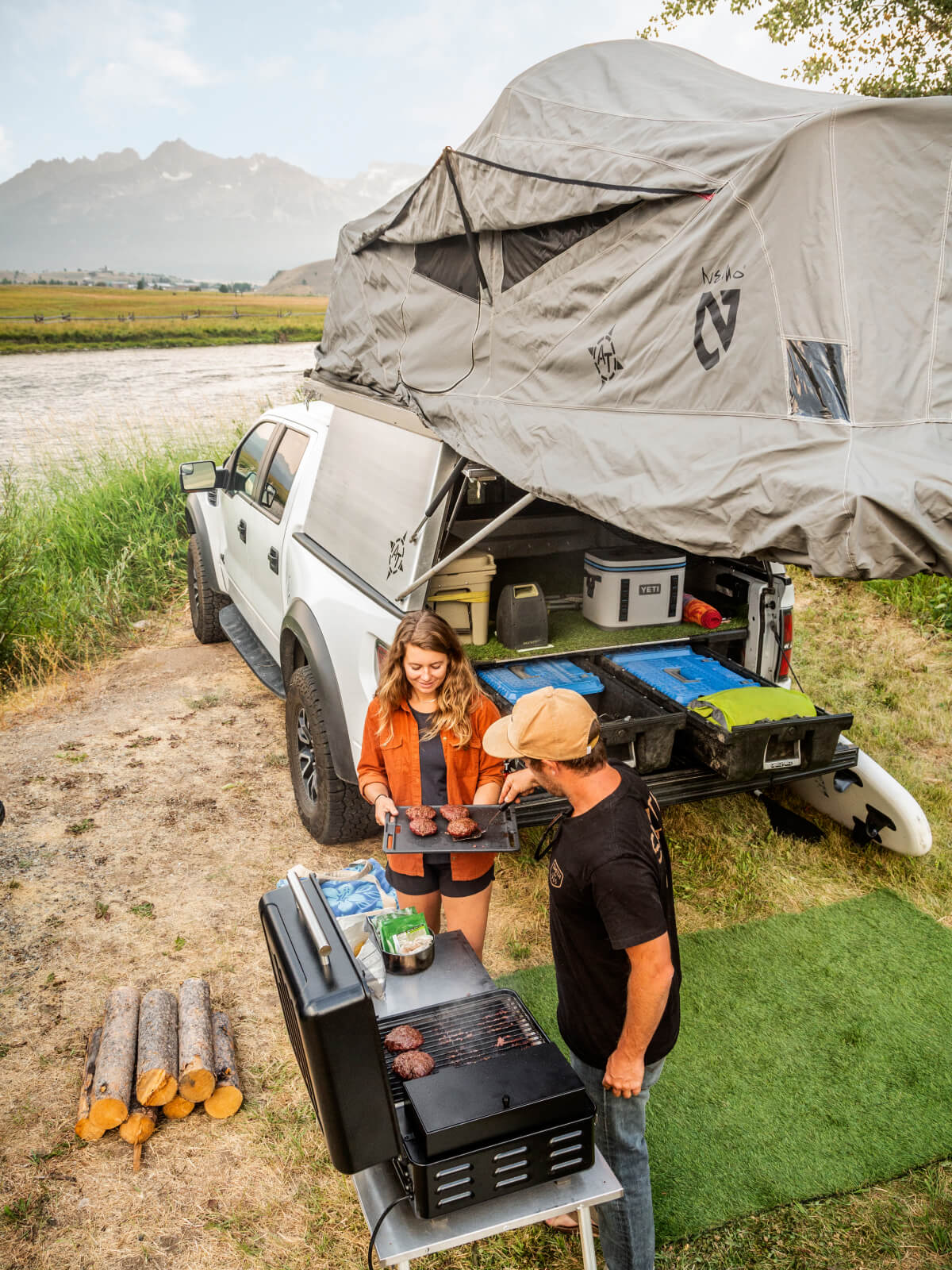 Camping in a outlet truck bed