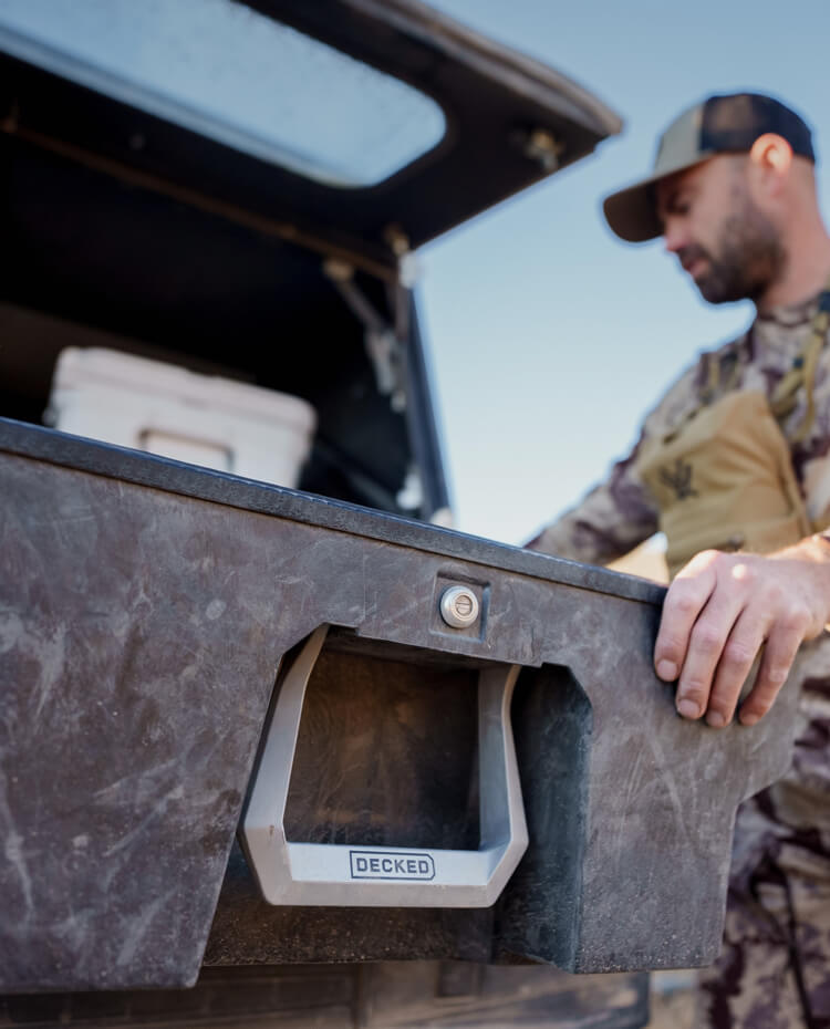 Remi Warren retrieving gear from his Drawer System equipped with Drawer System Locks.