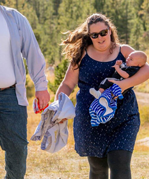 Woman holding her baby