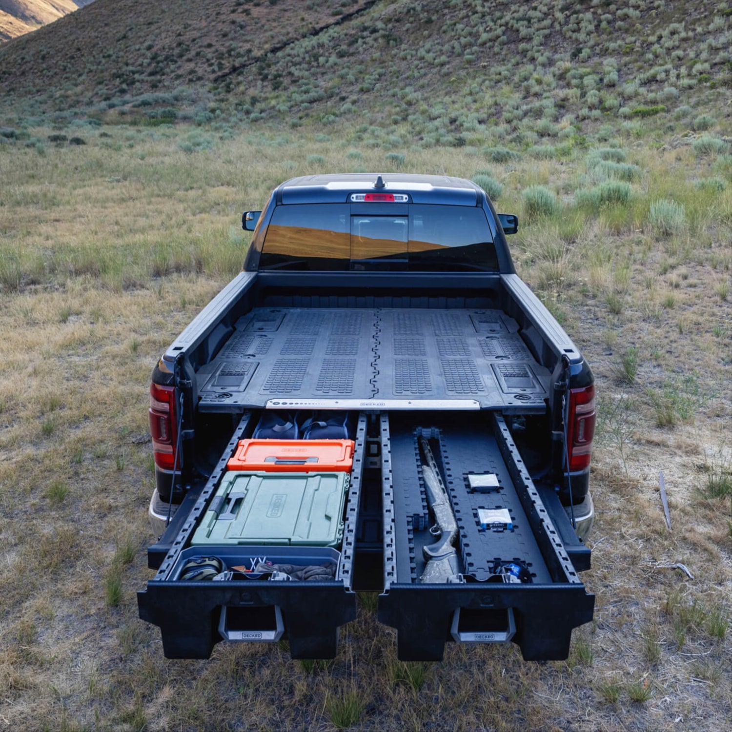 A Drawer System organized to the nines. One drawer has D-co cases and the other drawer has a shotgun and shells neatly tucked into the Piecekeeper PuzzleFoam.