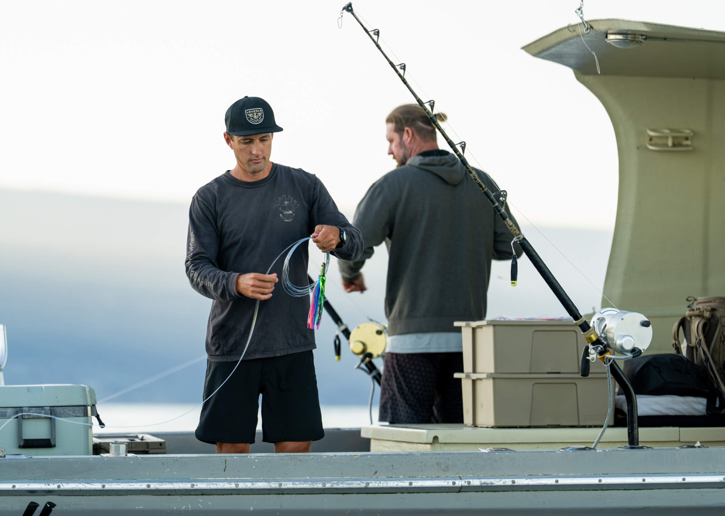 Danny Bolton rigging up rods.