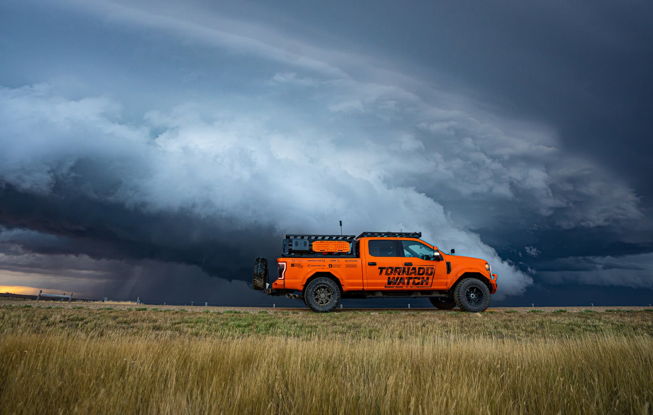 Ricky Forbes' truck under an ominous sky.