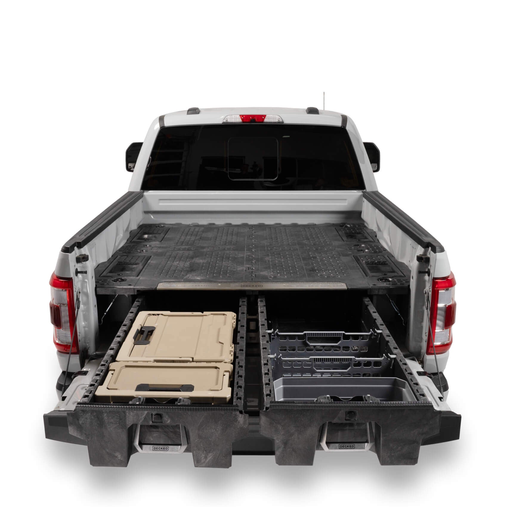 Studio image of a Drawer System in a full-size truck bed.