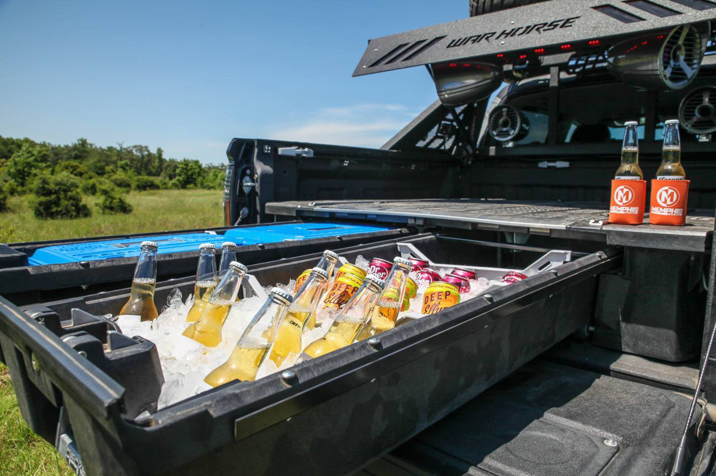 Drawer System being used as a cooler with ice and cold drinks in it